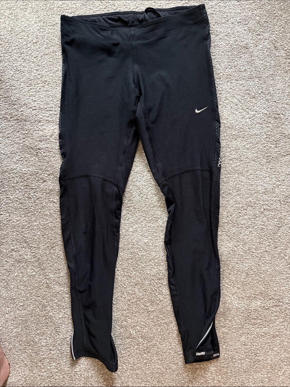 Nike Black Athletic Tights with Reflective Swoosh